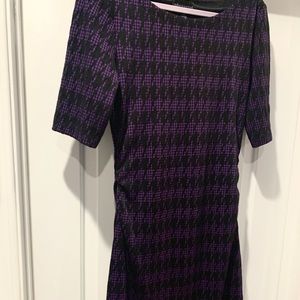 Purple Black Plaid Sleeve Midi Dress sz 10